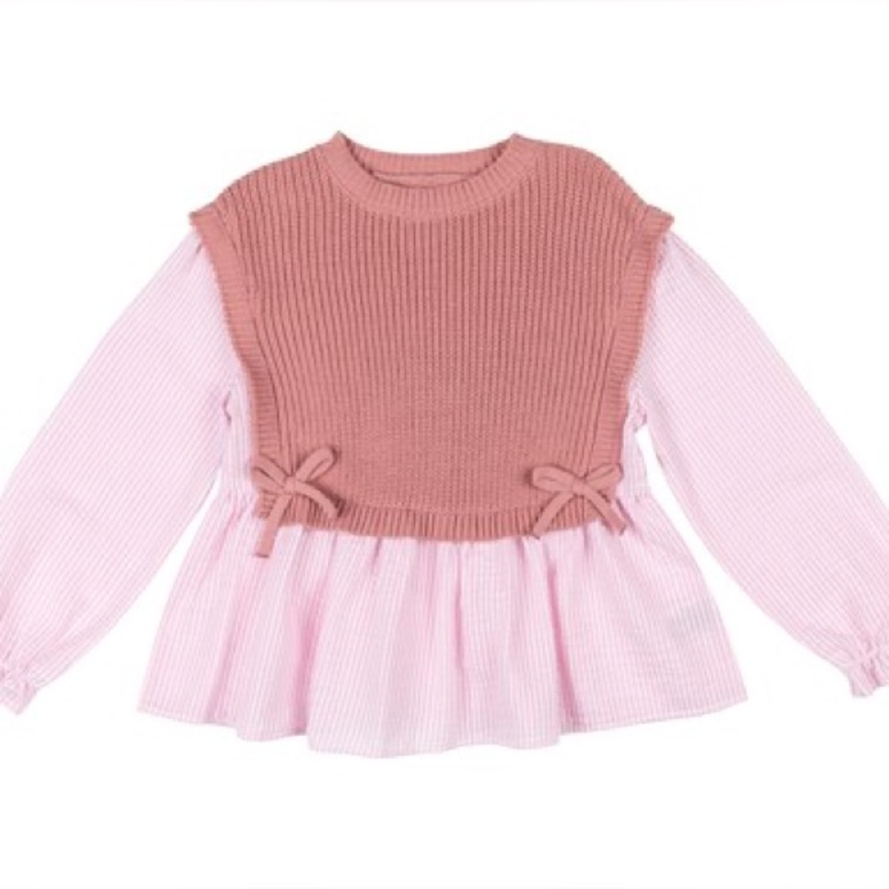 Zara Kids Pink Layered Knit Blouse & Pants